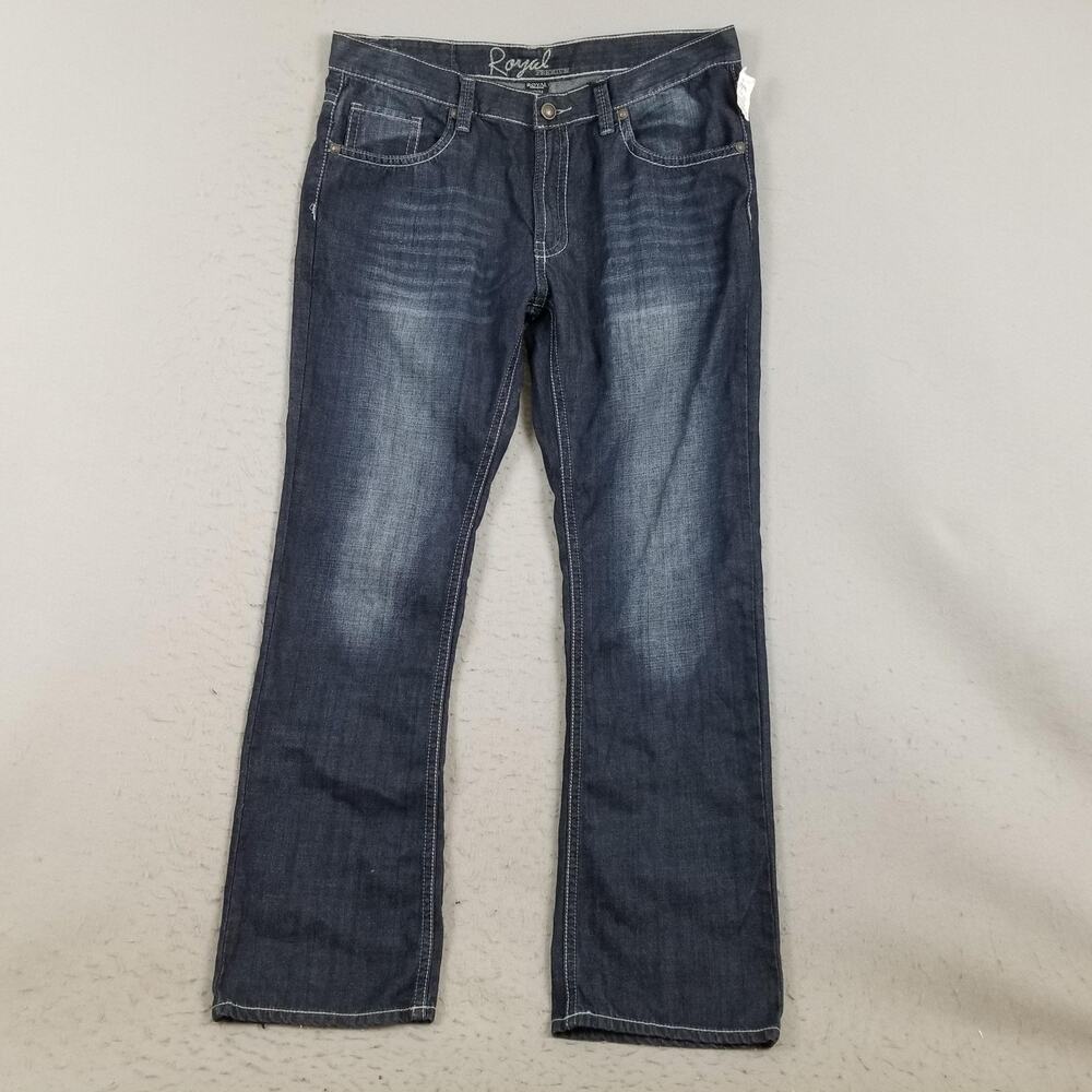 Royal Premium Hubert Slim‎ Straight Jeans Mens 40x34 Blue Dark Wash Denim Pants